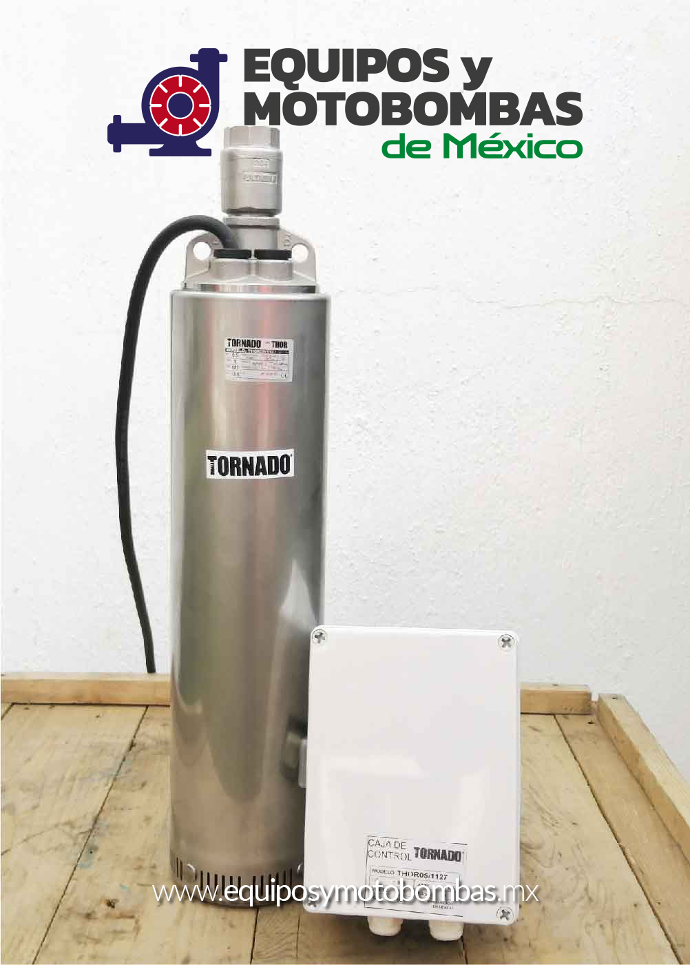 BOMBA SUMERGIBLE TORNADO SERIE THOR CON CAJA DE CONTROL 1/2 HP